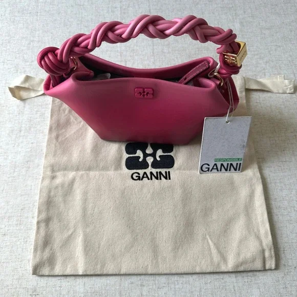 NWT GANNI Bou Bag Mini Gradient in Hot Pink Leather Crossbody - Picture 6 of 16